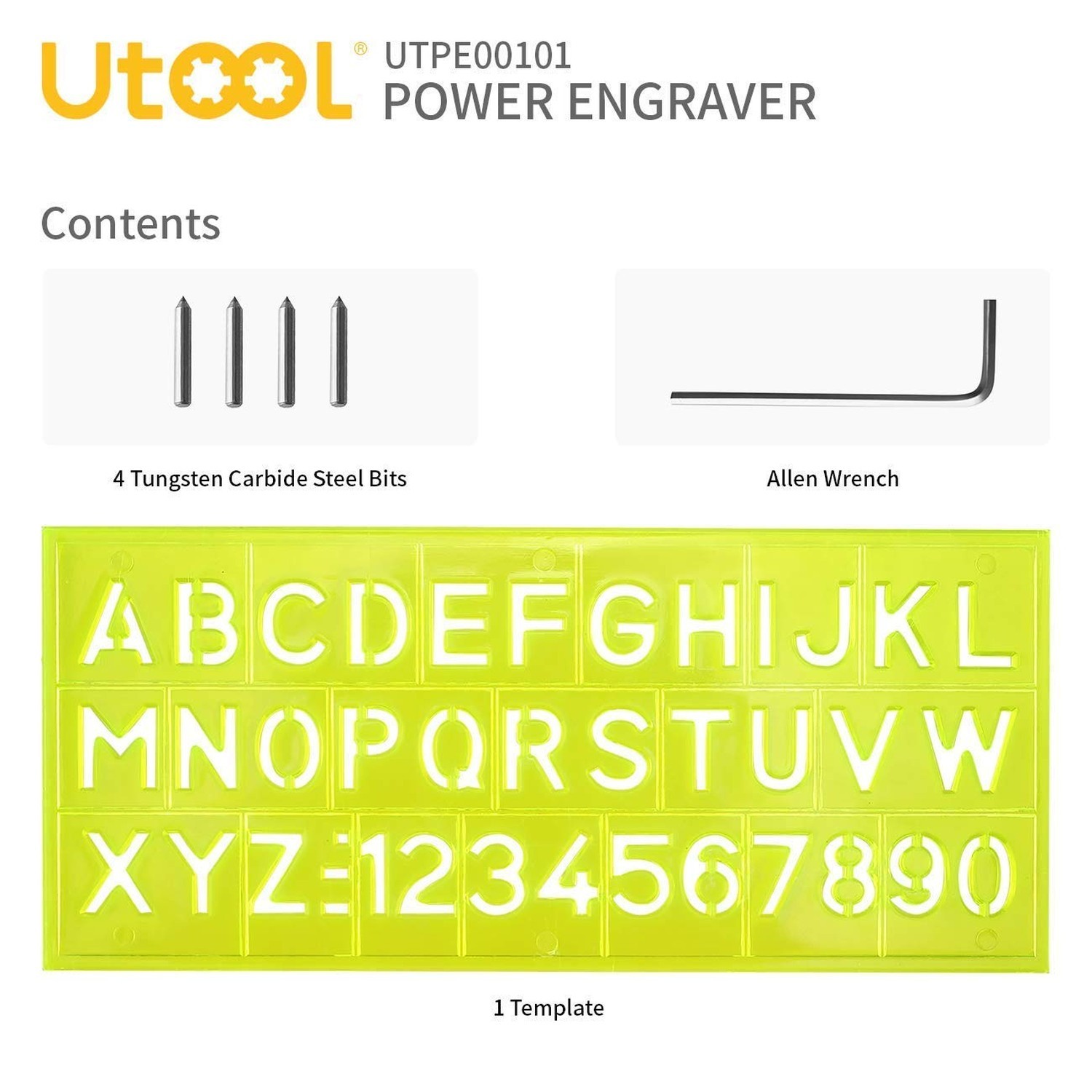 UTOOL Engraver Pen with Letter/Number Stencil, 24W Handheld Etching Tool for ...
