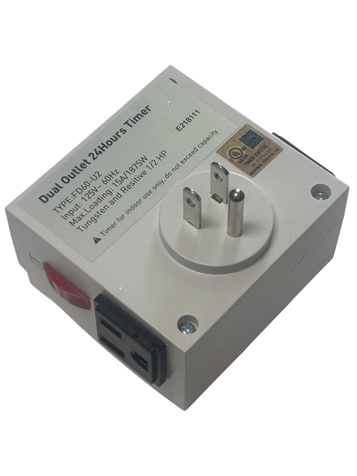 Dual 125V Outlet 24 Hour Mechanical Timer for Light Hydroponic System Controller