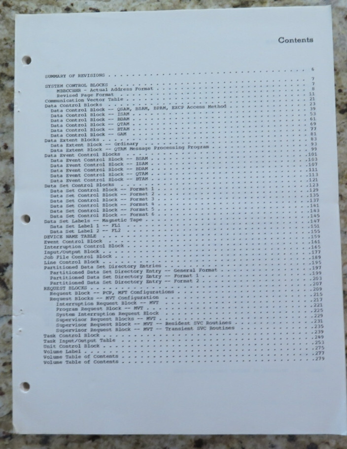 Vintage IBM System / 360 Operating System System Control Blocks Dated 1968