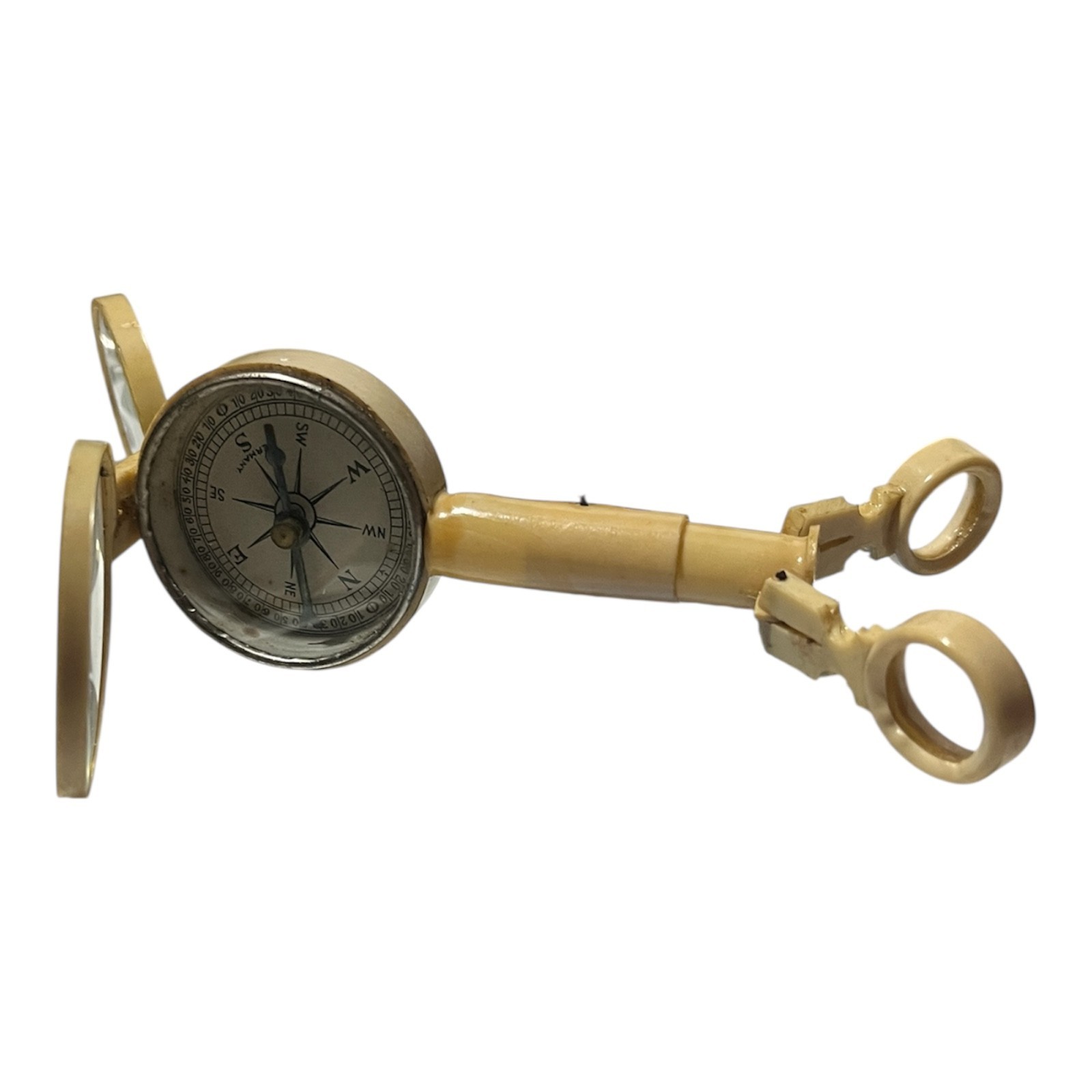 c.1930-1950 German Bakelite Sighting Compass Map Reader Magnifier Lense with Box