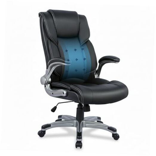 Ergonomic Executive Office Chair with Lumbar Support, Flip-Up set of 1 Black