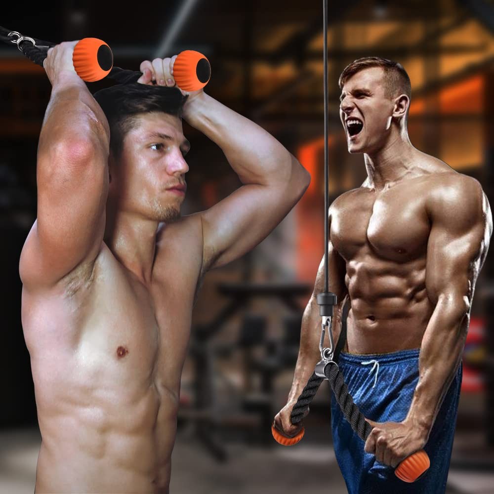 Tricep Rope Cable Machines Attachments for Gym, Universal Tricep Pull Down Ro...