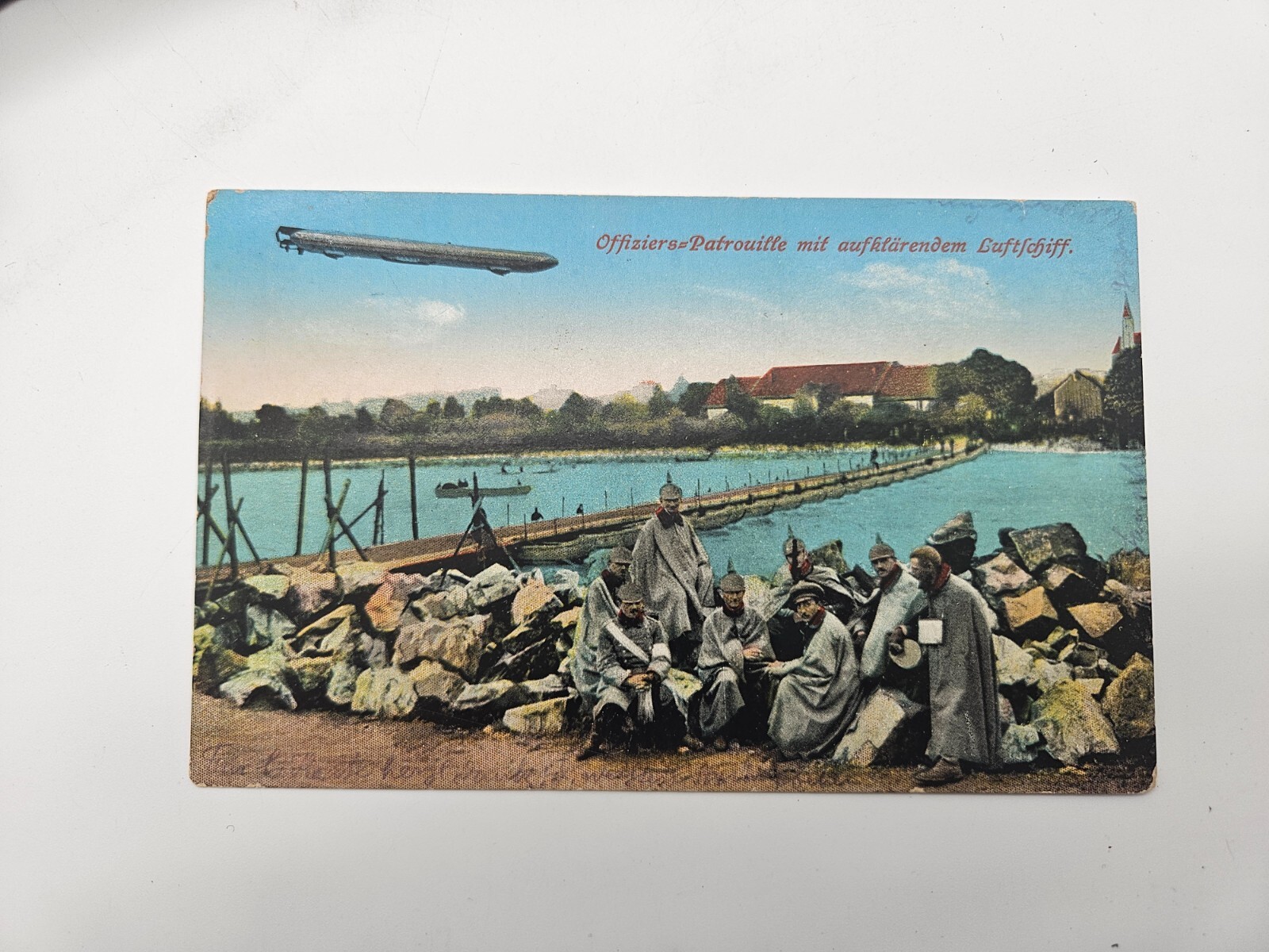 HA1946: Postcard Officers Patrouille With Aufklärendem Airship