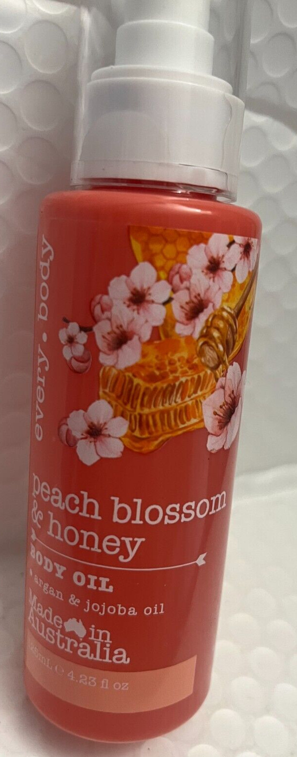EVERYBODY PEACH BLOSSOM&HONEY BODY OIL ARGAN&JOJOBA OIL 4.23OZ MADE IN AUSTRALIA