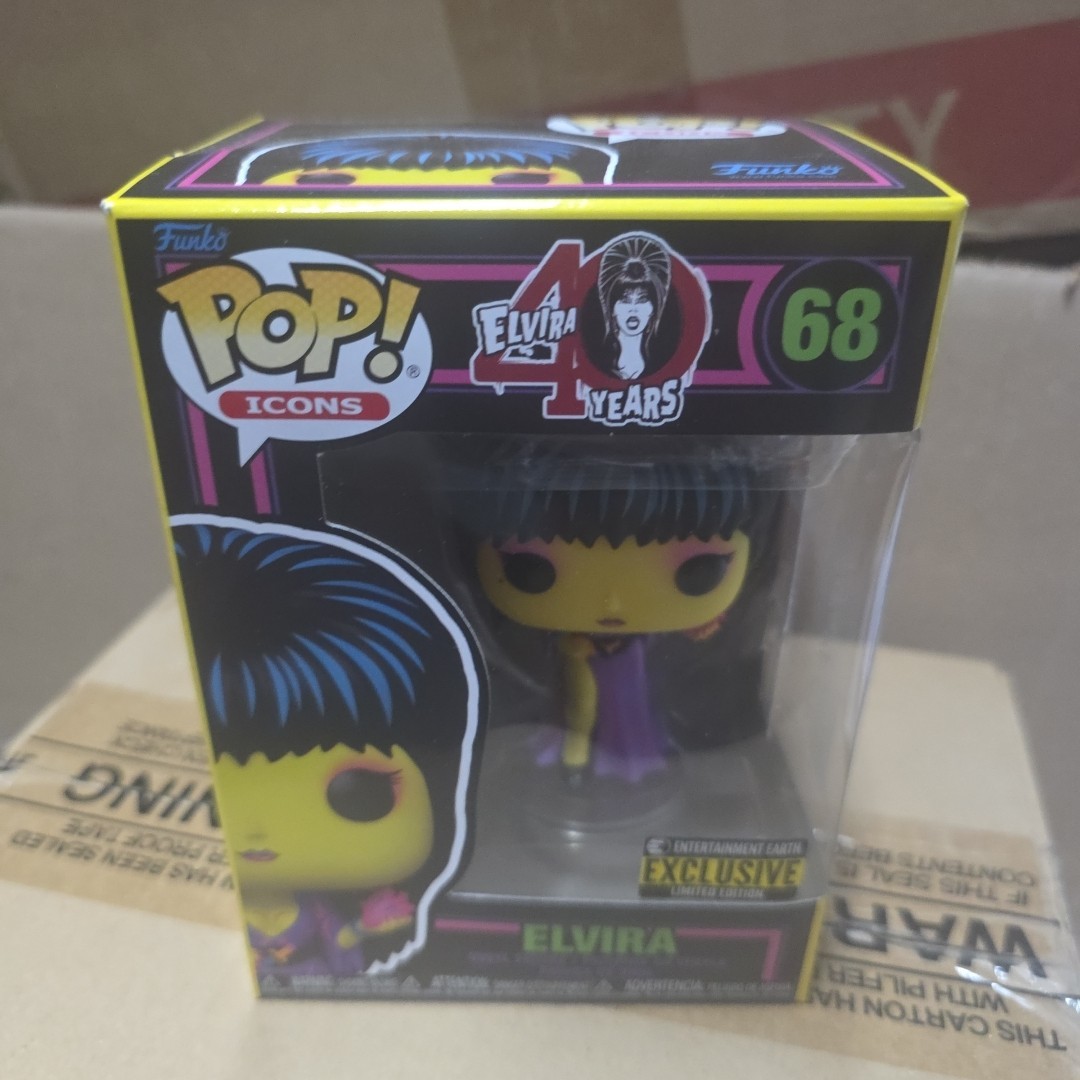 Funko Pop! Vinyl: Elvira, Mistress of the Dark  Elvira (Black Light) Damaged Box