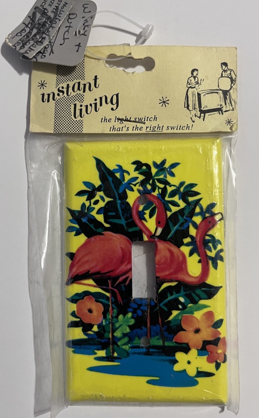 VINTAGE Instant Living Pink Flamingo Light Switch Cover New Old Stock MC