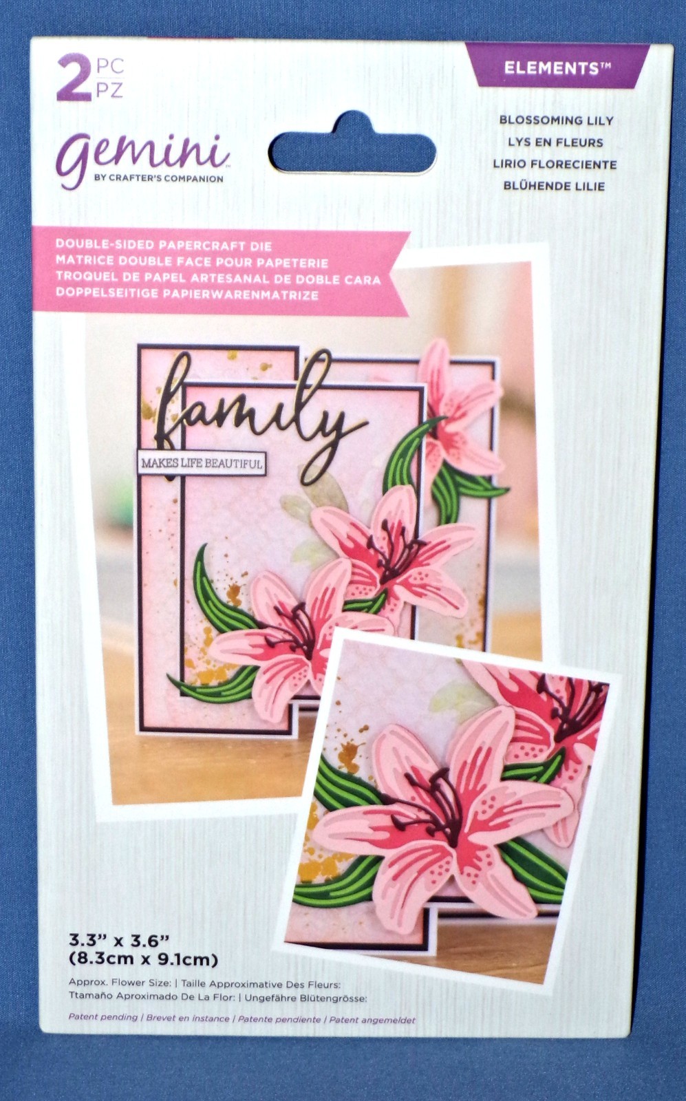 Gemini Blossoming Lily Double Sided Die Elements Crafters Companion Free Ship