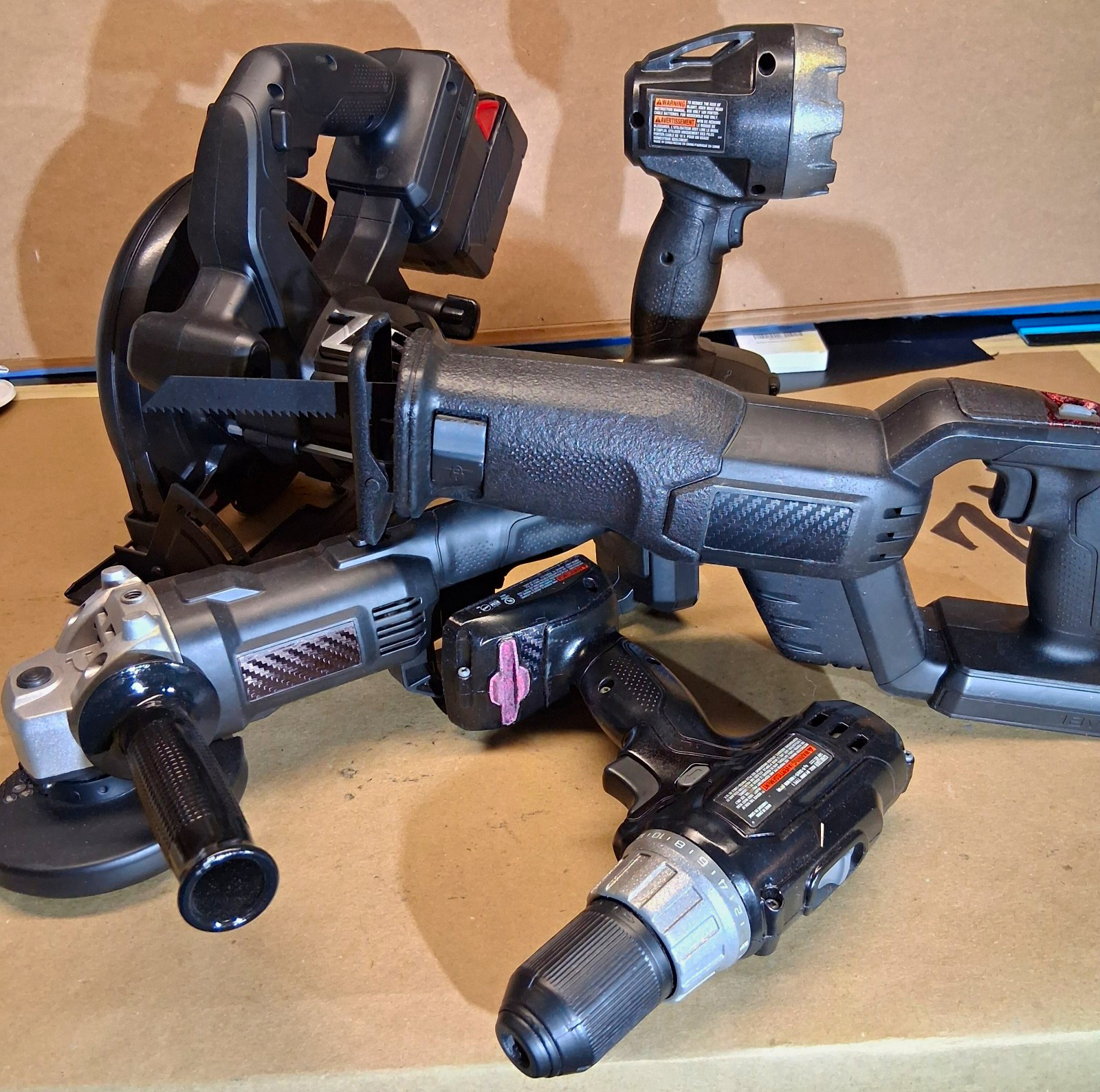PORTER-CABLE 18V  Power Tool  Set: Drill, angle grinder, Recip, Circ Saw, Light