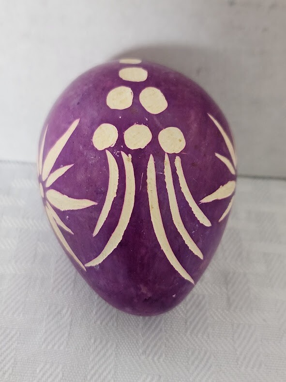 EASTER EGG Purple Dyed Hand Etched Designed-Solid EUC