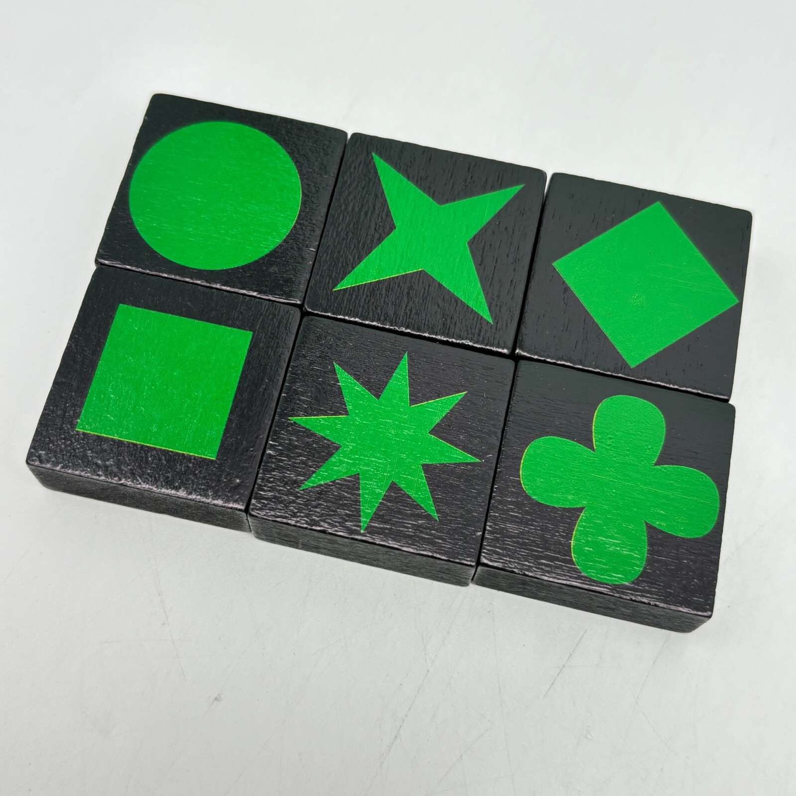 Qwirkle 6 Wooden Green Tiles 2010 Replacement Pieces Parts Shapes