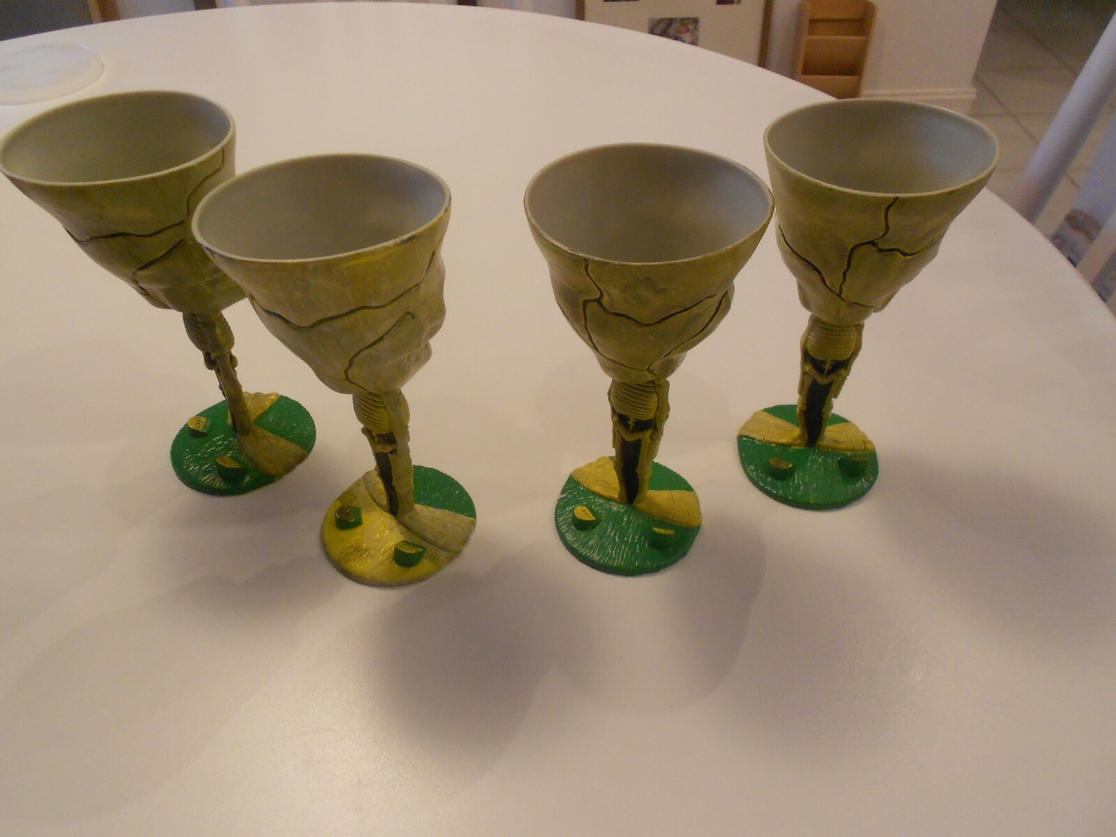 SKELETON GOBLETS (4) PLASTIC VG+ CONDITION 7" TALL