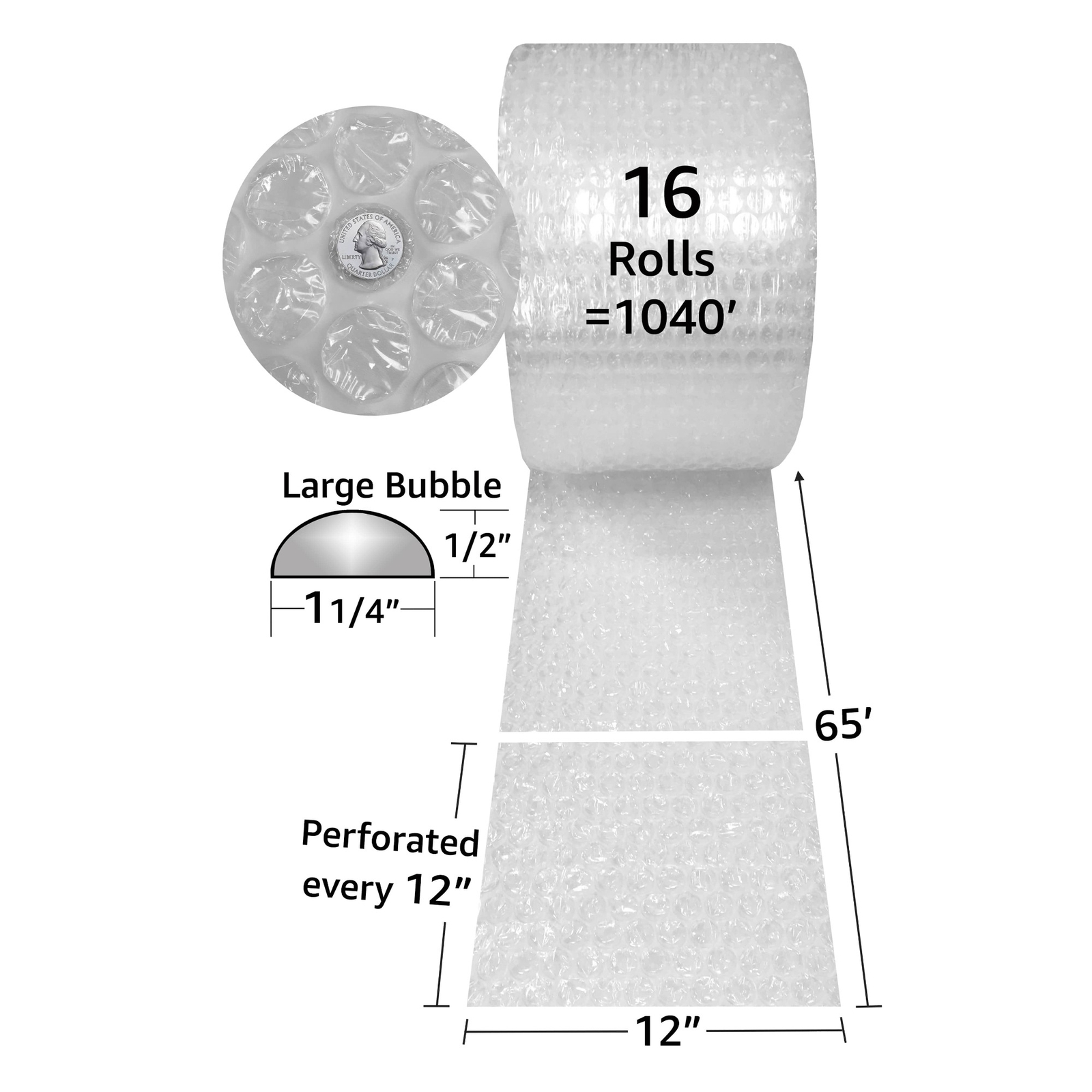 UOFFICE Bubble Roll Large 1040 Feet x 12" Wide