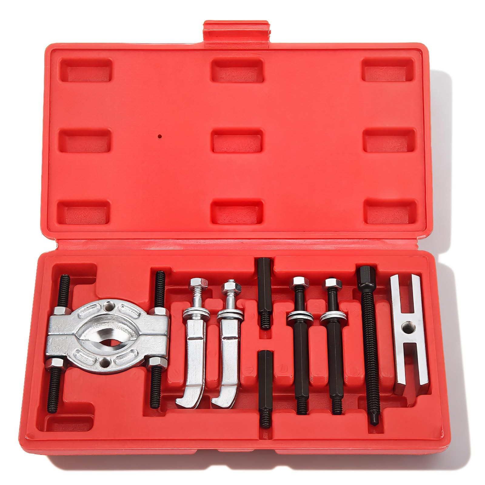 9 PCS Bearing Separator Puller Set Heavy Duty Splitter Tool Kit Red Case