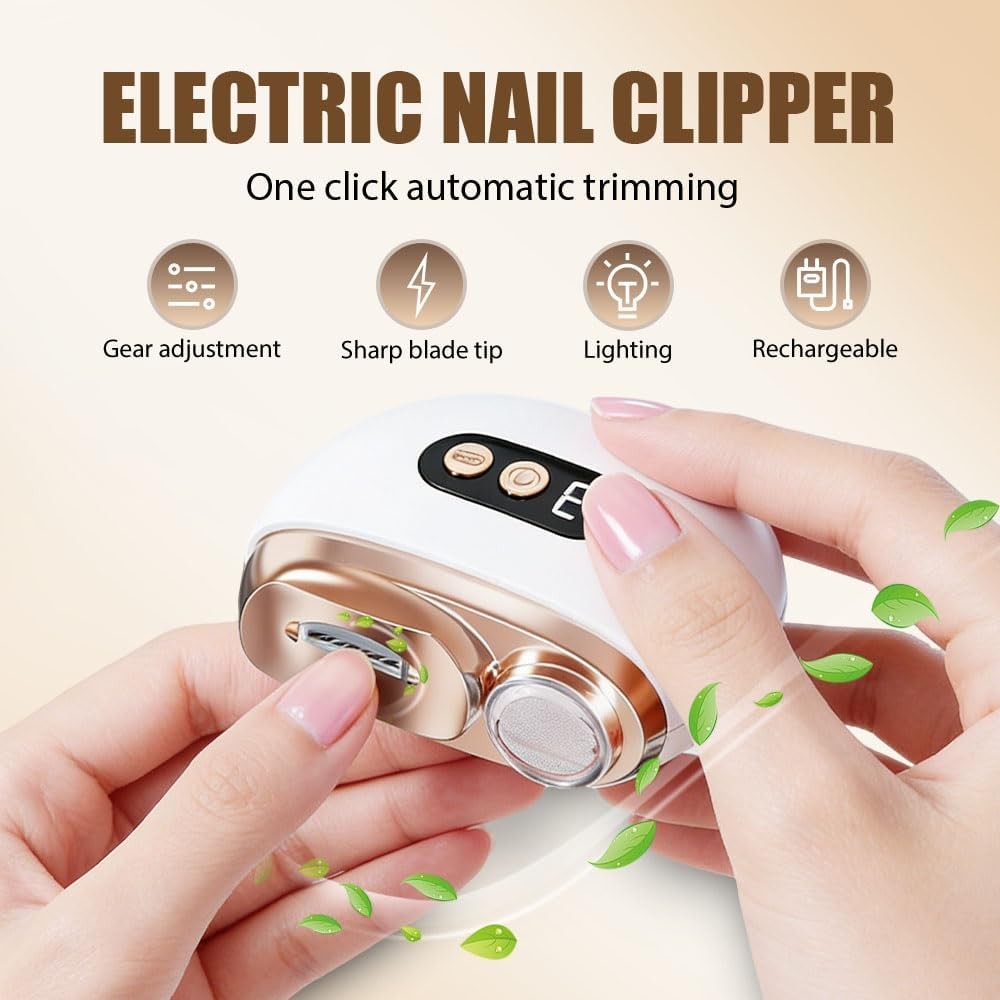 Automatic Electric Toe Nail Clippers Trimmer LED Light with 3 Adjustable Speeds