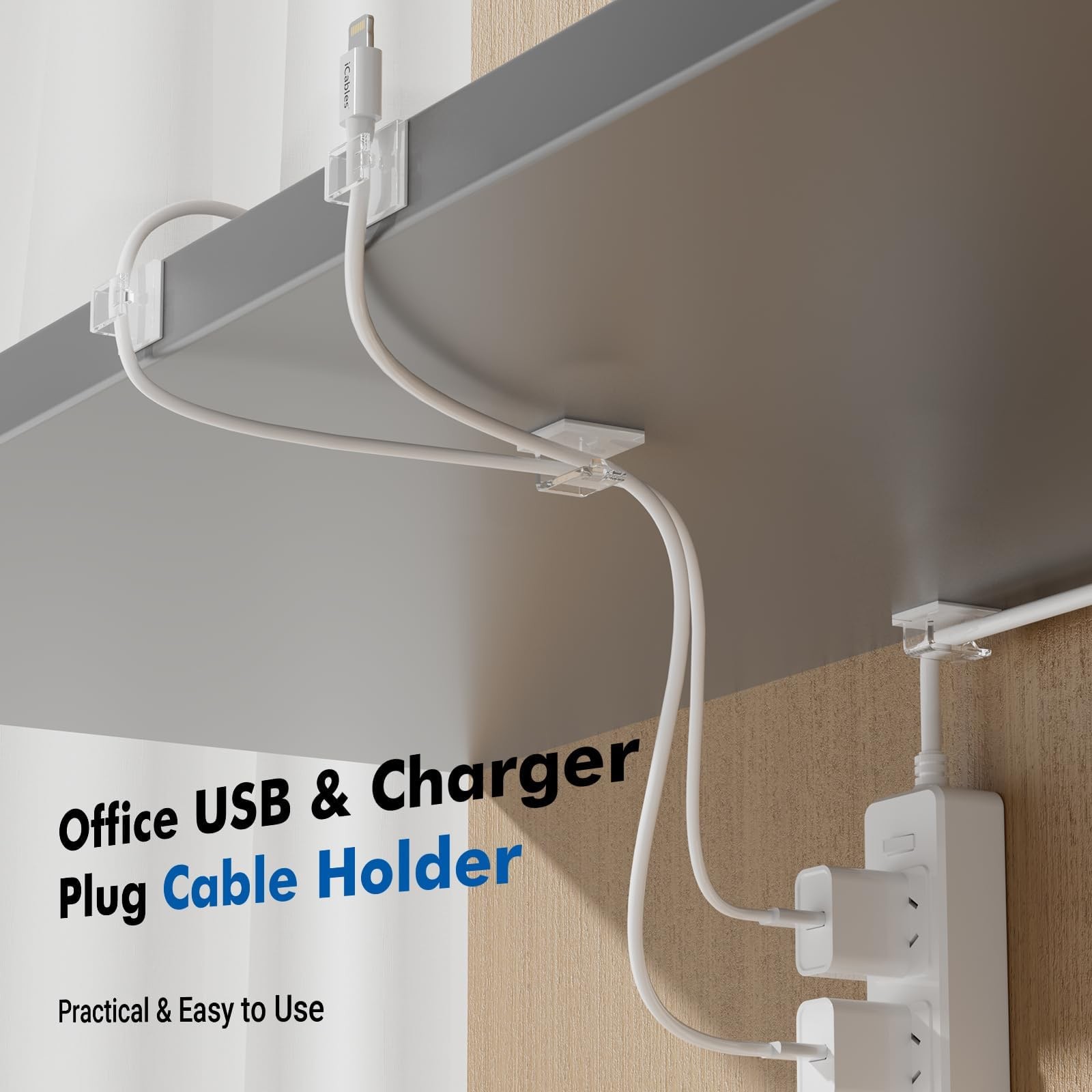60Pcs Cable Clips, Small, Clear, Adhesive Wire Clips, Cable Management Wire O...