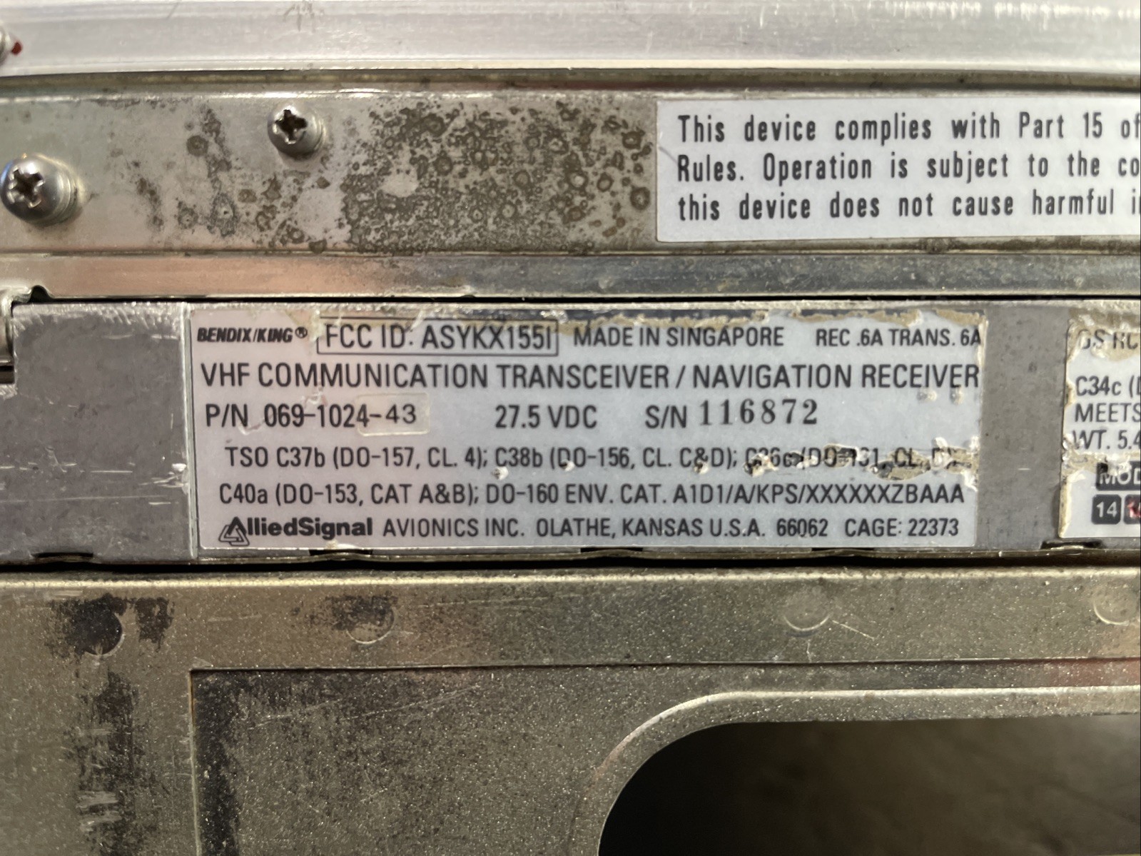 Bendix King KX 155 - INOP
