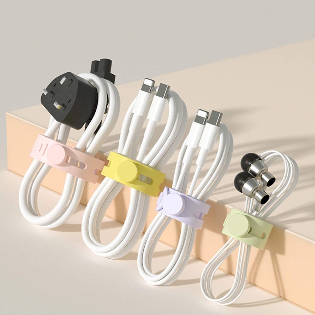 Flexible Silicone Cable Ties for Organizing Data and Audio Cables 10 Count