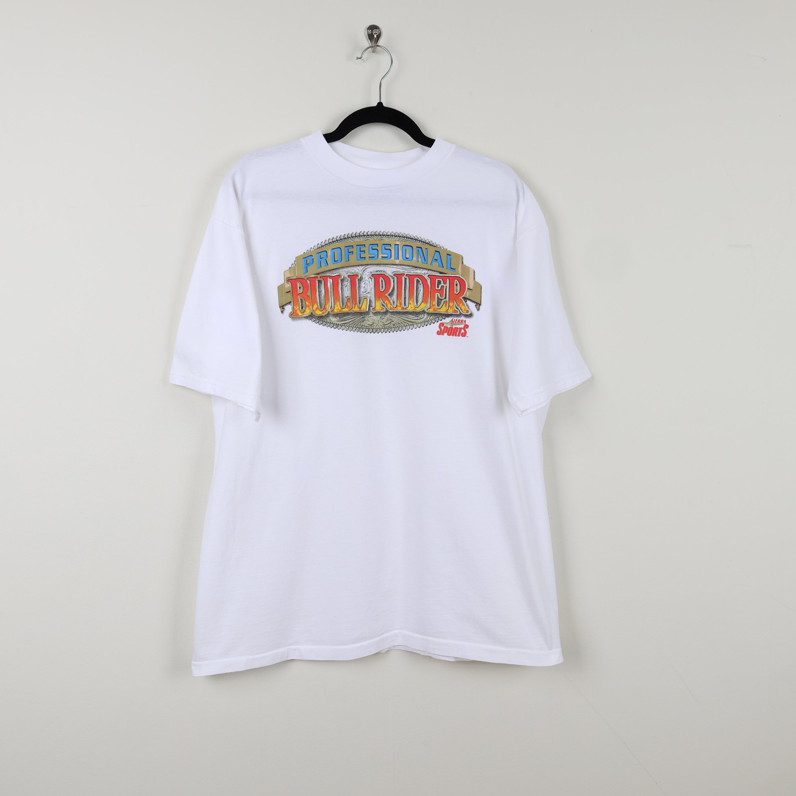 Vintage 90s Professional Bull Rider Sierra Sports White Graphic T-shirt Western