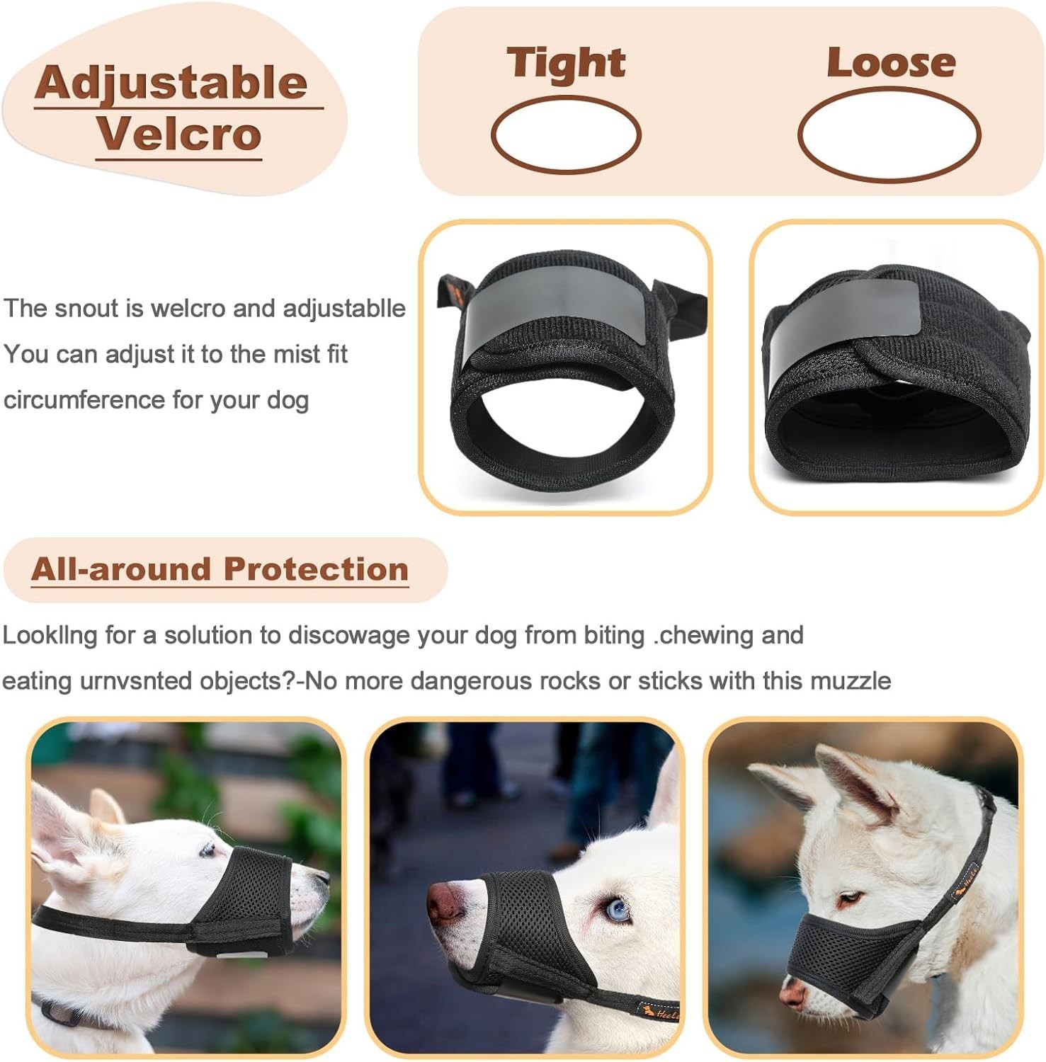 Dog Muzzle Soft Nylon Breathable Adjustable Small Medium Large Pets 4 Colors