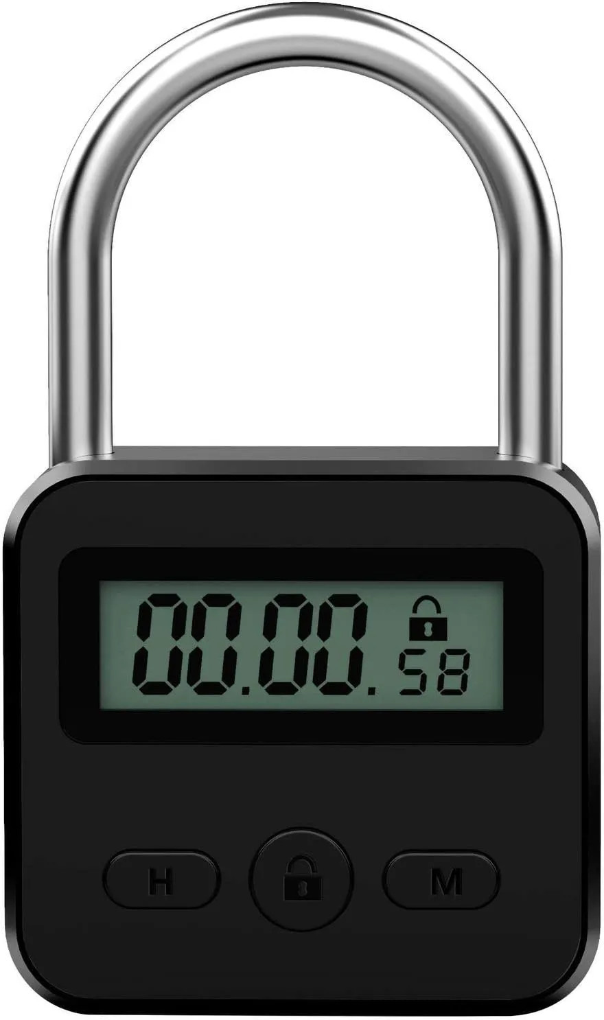 Metal Timer Lock Electronic Time Padlock with LCD Display USB Rechargeable Black
