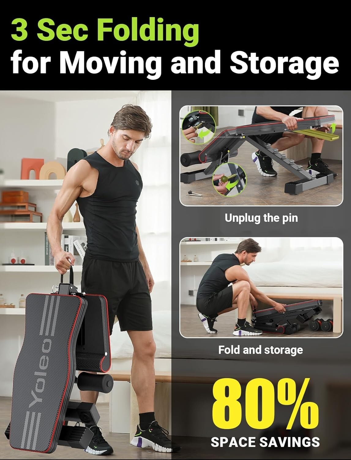 Adjustable Foldable Weight Bench for Home Gym Strength Training Workout Bench