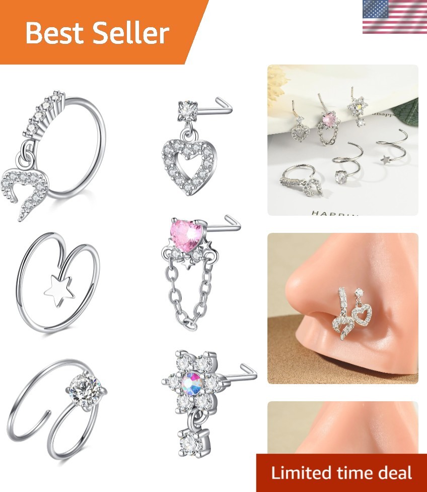 18g 20g 22g Nose Rings Surgical Steel Nose Ring Nose Rings Hoops Studs Diamon...