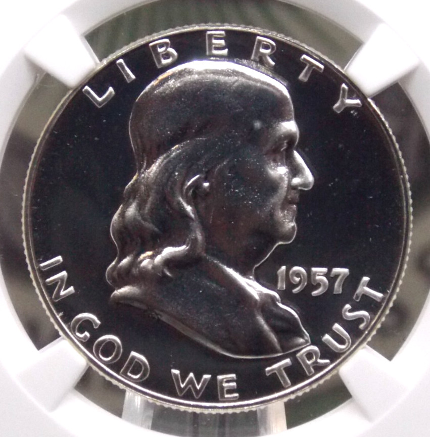 1957 Proof *FRANKLIN* Silver Half Dollar 50c NGC PF68 #019 Gem Proof ECC&C, Inc.