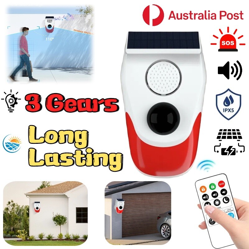 Solar Wireless Driveway Alarm Waterproof  PIR Motion Sensor Home Security System