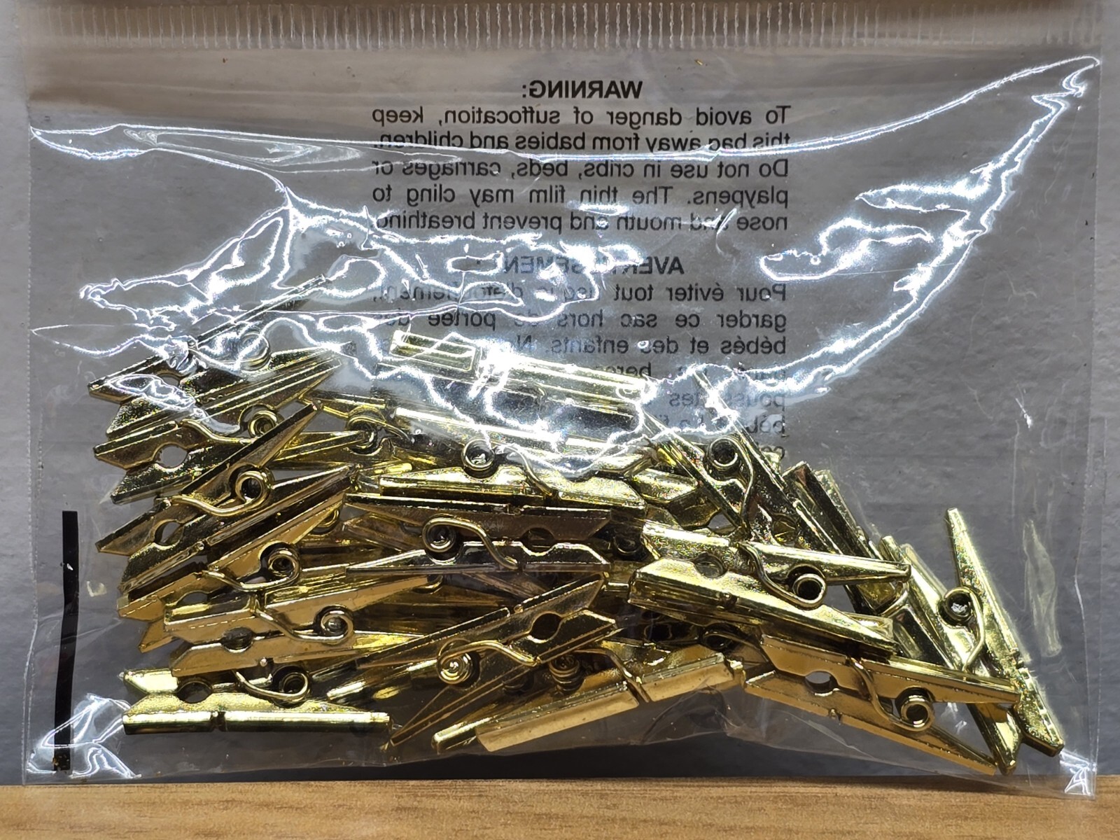 NEW Recollections Mini Gold Plastic Craft Wedding Clothes Pins 30 Pieces