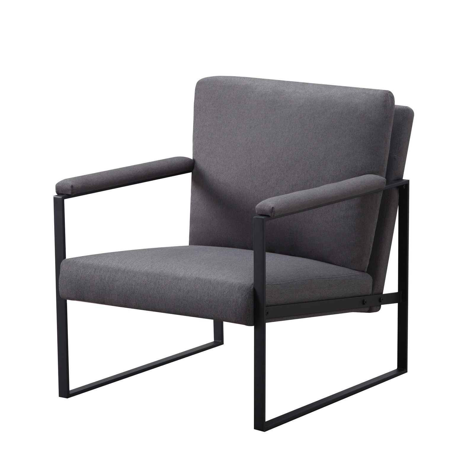 Modern Metal Frame Accent Armchair Linen Blend/Velvet Square Arm Removable Back
