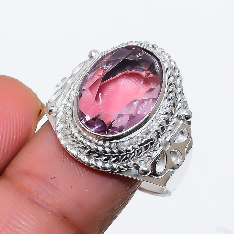 Pink Kunzite Gemstone 925 Sterling Silver Jewelry All Size Ring For Gift