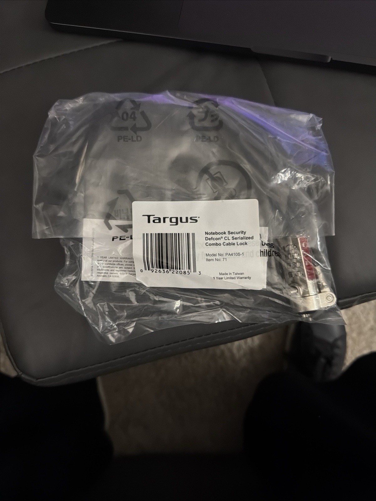 Targus DEFCON Ultimate Serialized Combo Cable Lock/Brand New **SEALED**