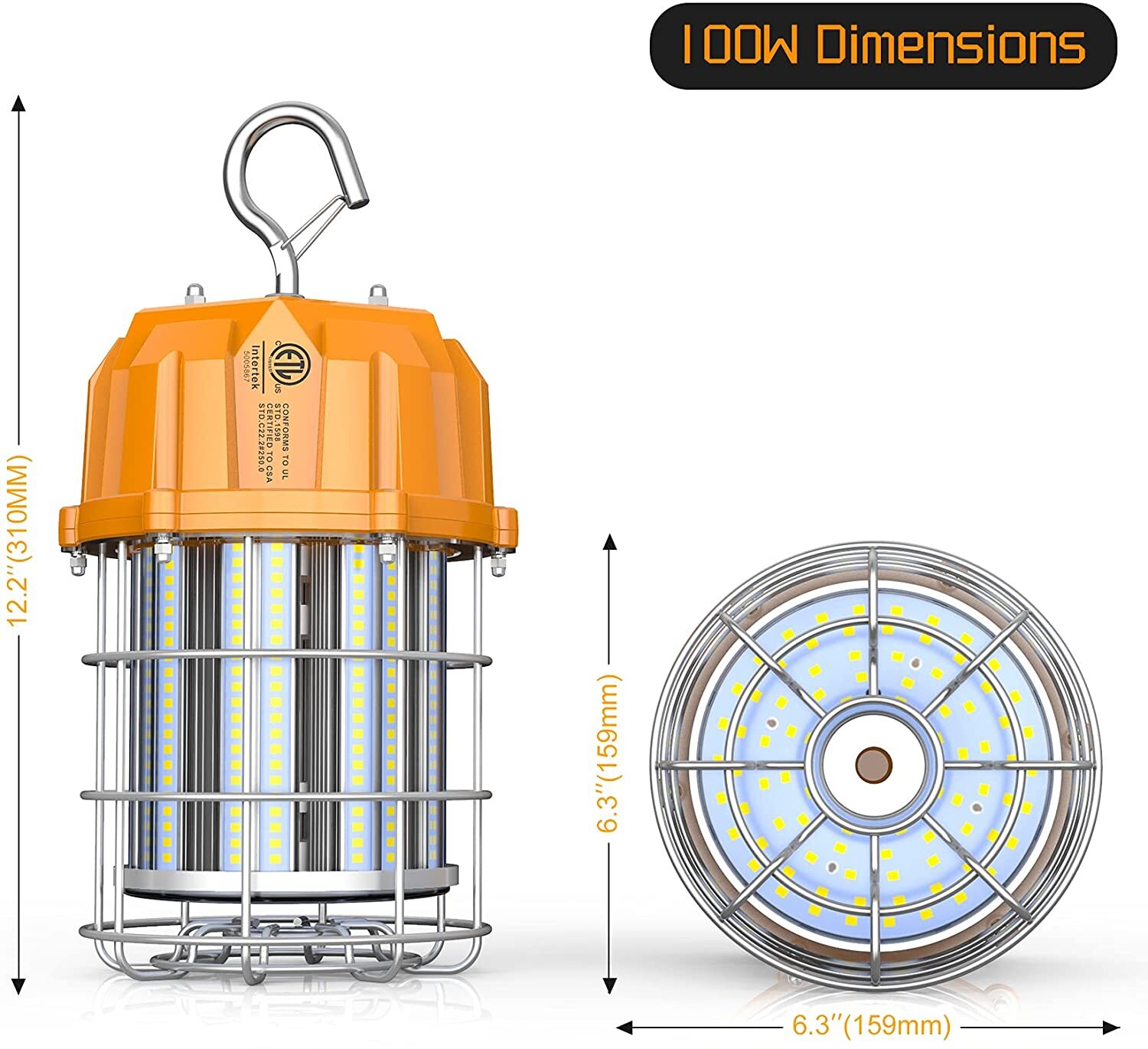100W LED Temporary Work Light 14500LM Construction Jobsite Hanging Workshop Lamp