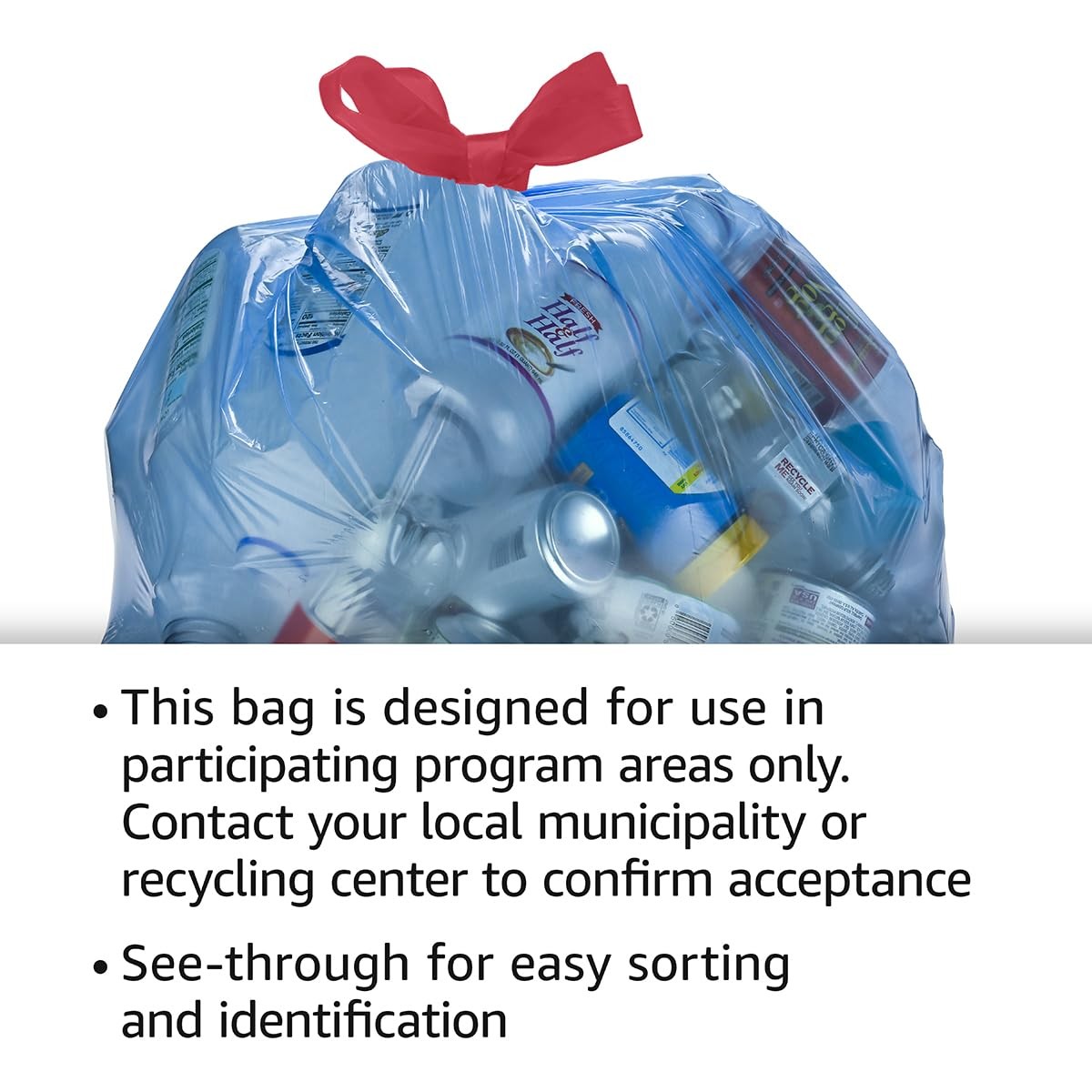 Amazon Basics Blue Recycling Drawstring Trash 60 Count (Pack of 1),