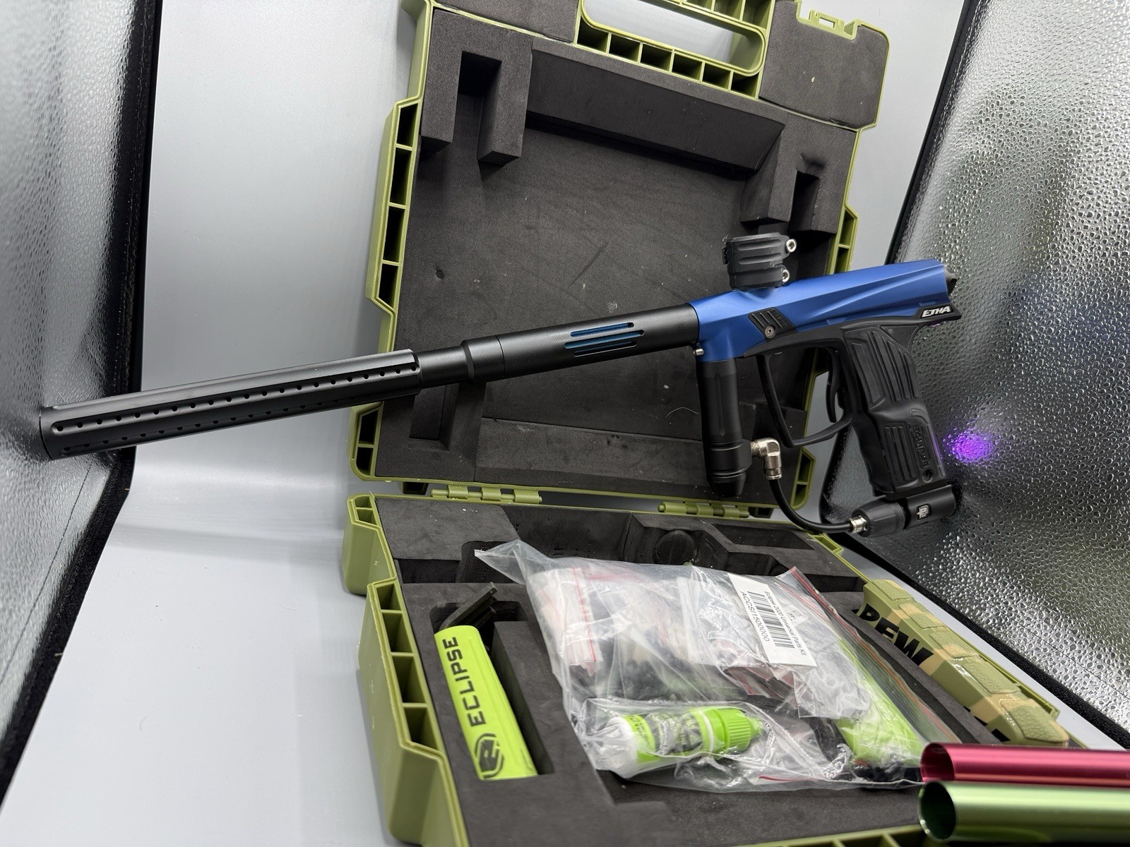 Planet Eclipse ETHA 1 Paintball Marker Blue W/ Case Tested + Whacko Barrel
