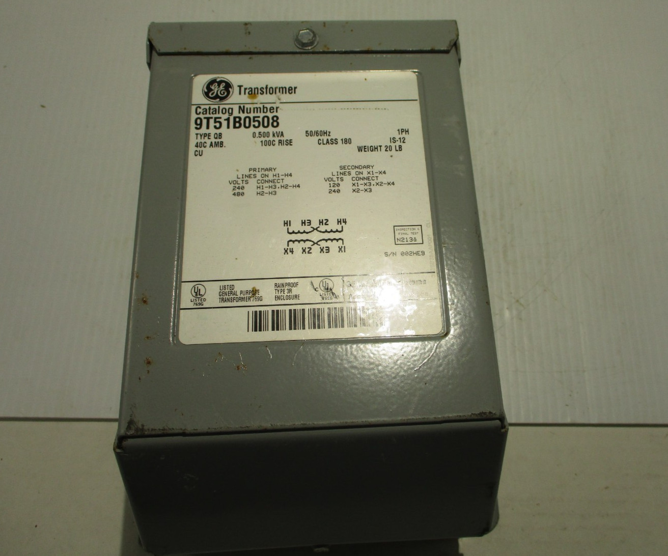 NEW GE GENERAL ELECTRIC 9T51B0508 TYPE QB TRANSFORMER .500KVA