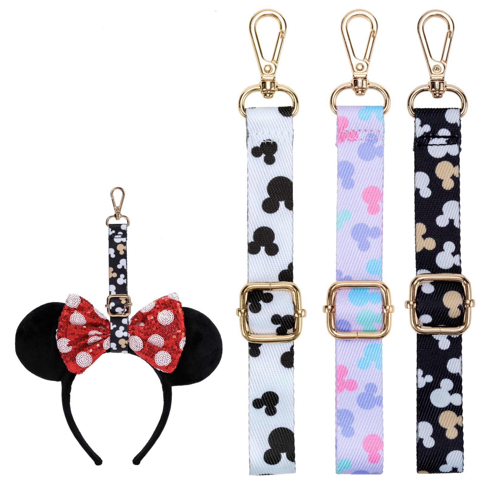 EQVYG 3PCS Mouse Ear Holder for Backpack Theme Park Trip 3 PCS, White Black