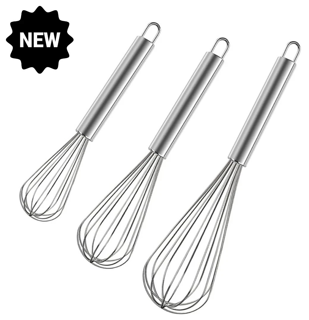 3 Pcs Stainless Steel Whisk Kitchen Utensil Wisk For Blending and Stirring New