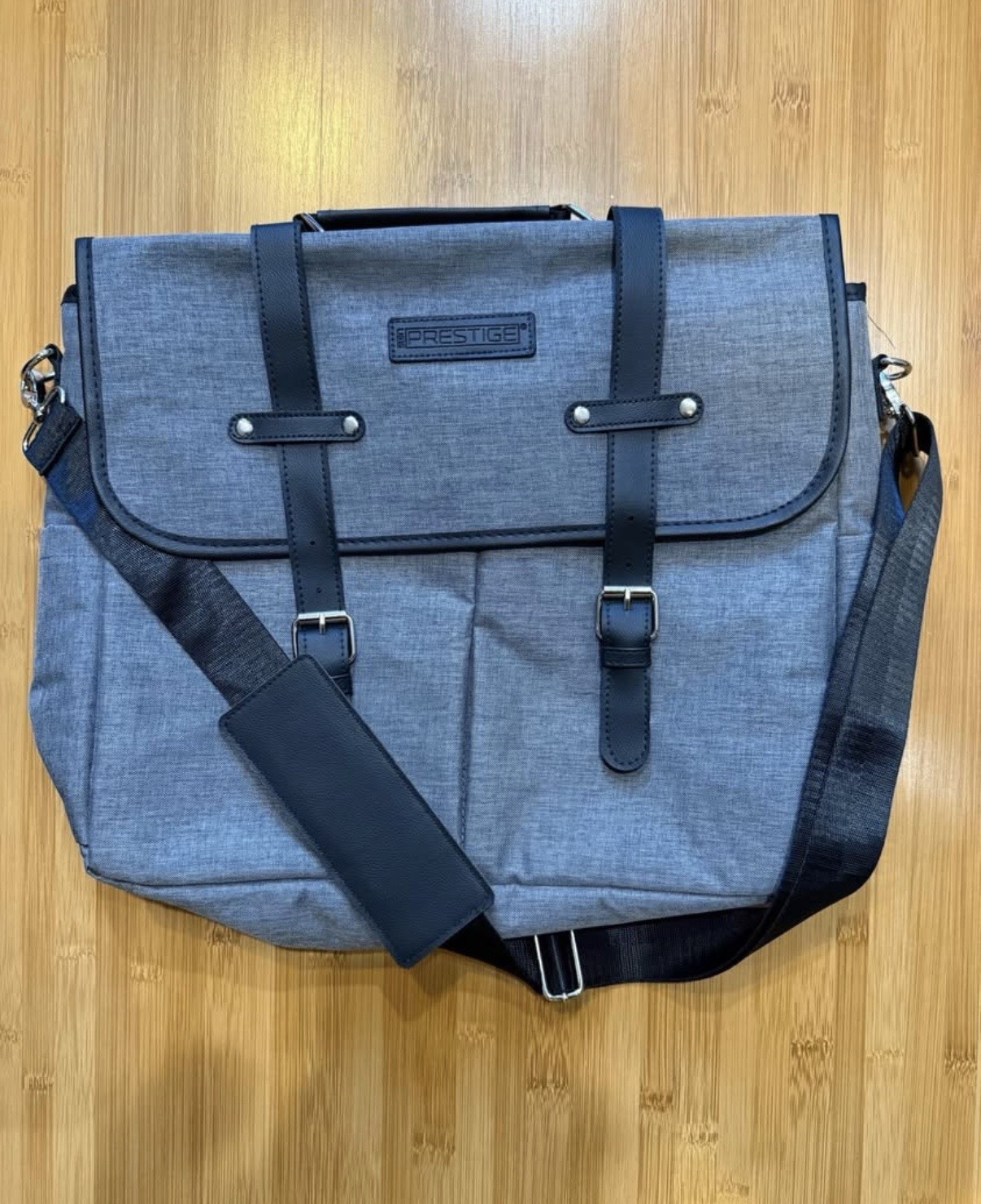 Prestige Gray Black Polyester Messenger Shoulder Bag for 15" Laptop, Padded