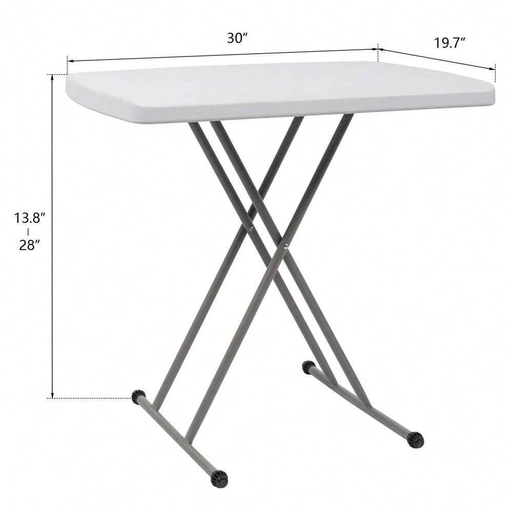 Liftable Garden Table White HDPE Outdoor Patio Side Table Portable