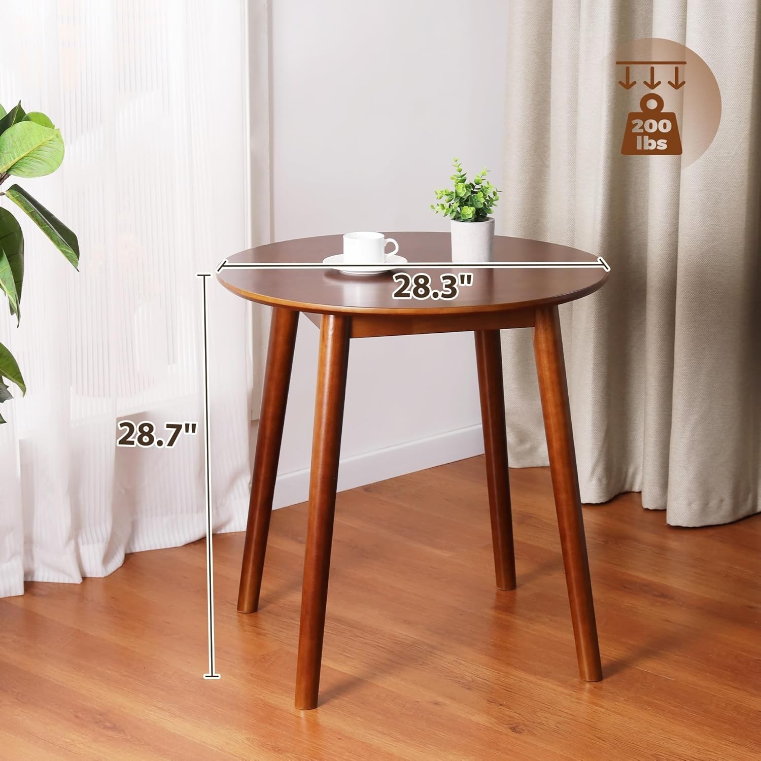 28.3" Small Round Dining Table 2 Wooden Space-Saving Kitchen Dinner Table Rustic