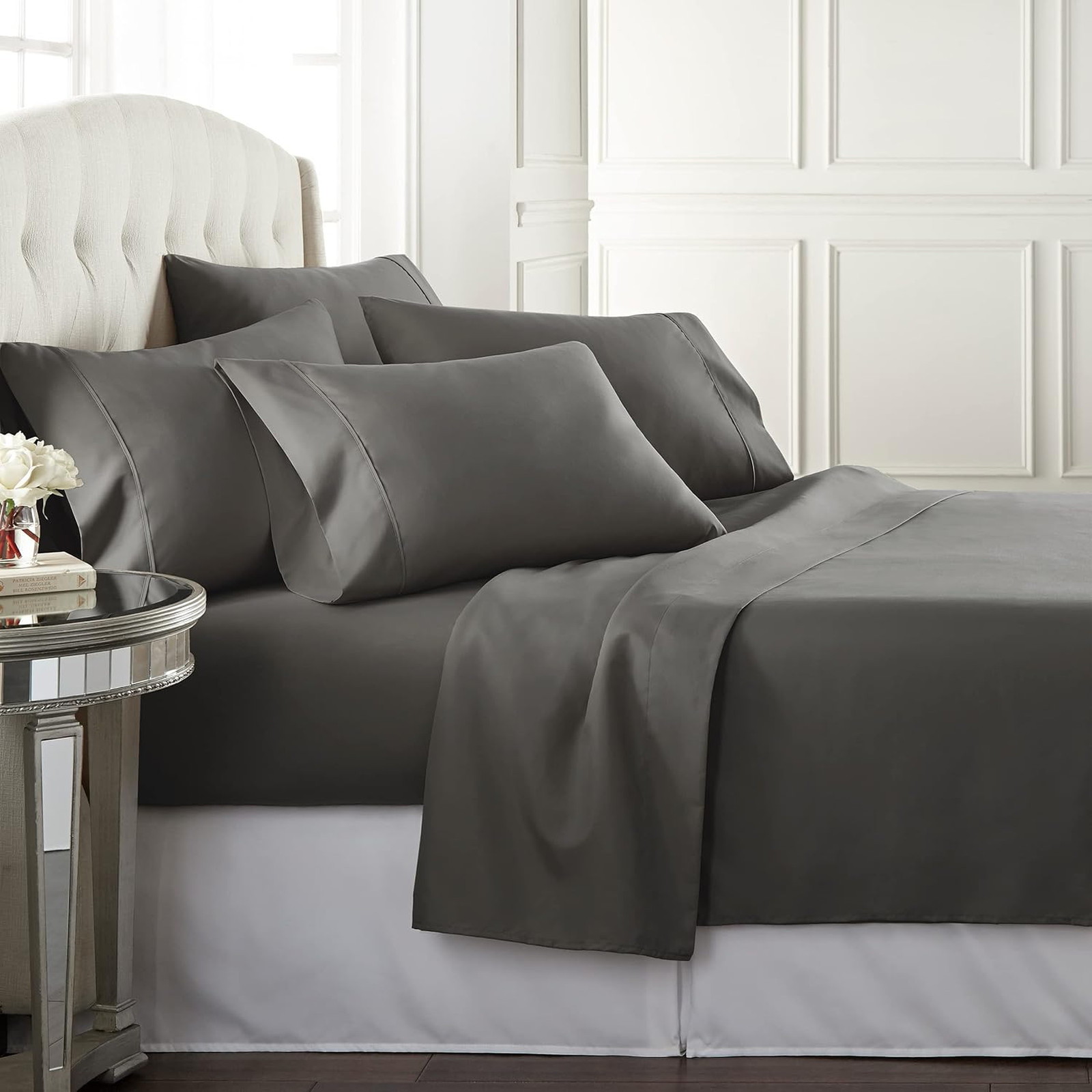 King Size Bed Sheet Set Microfiber Cooling Deep Pockets Breathable 4 Pillowcases
