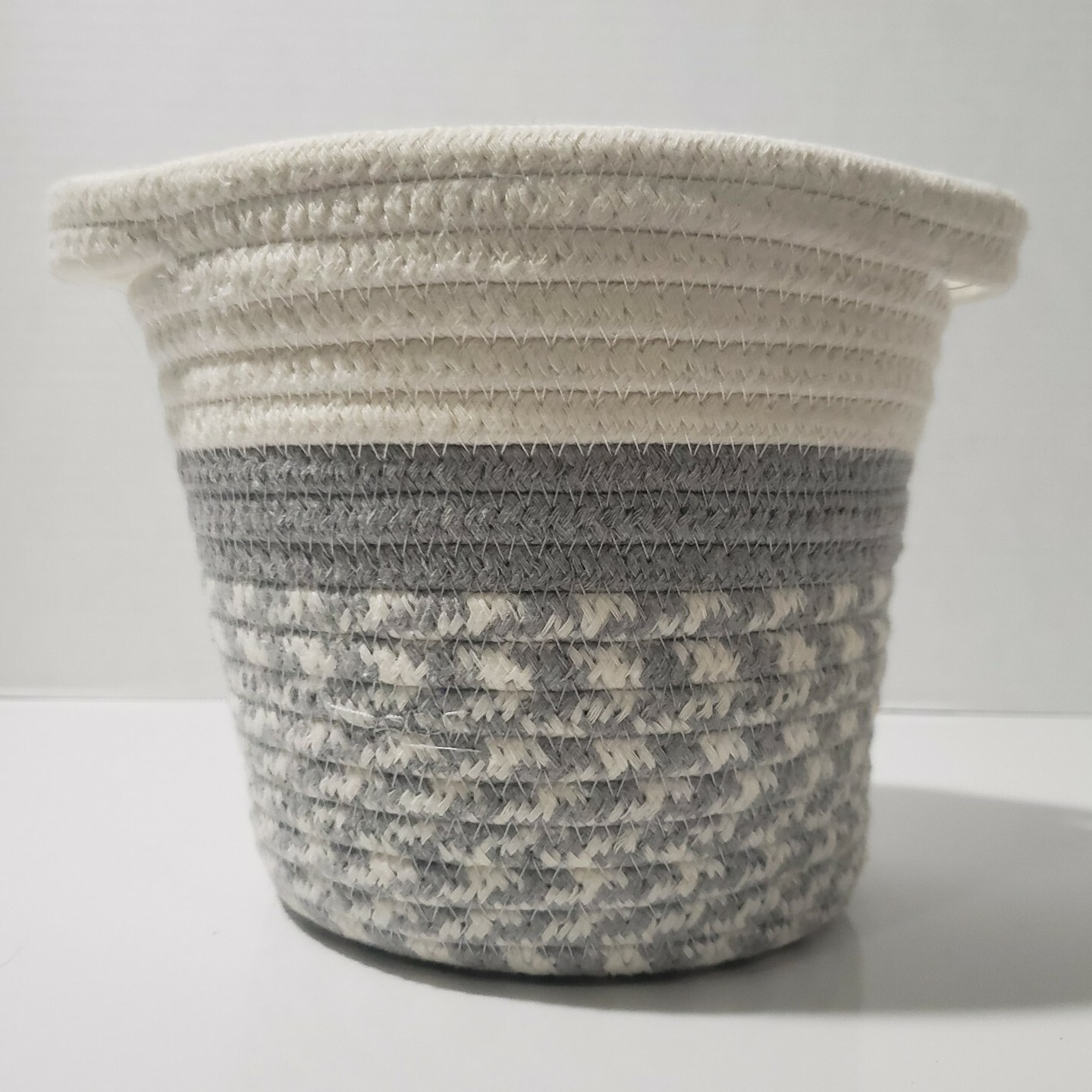 Cotton Woven Decorative Rope Storage/Plant Basket 7" X 7" W Handles Sturdy