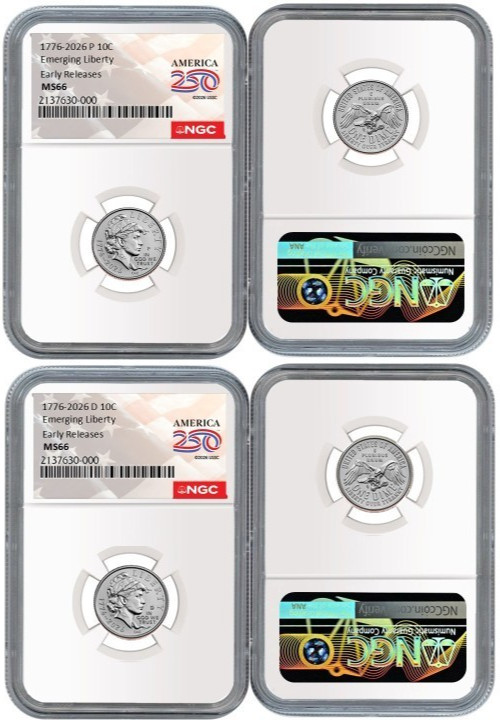 2026 D/P Emerging Liberty 10C Two Coin Set NGC MS66 Early Releases #2830