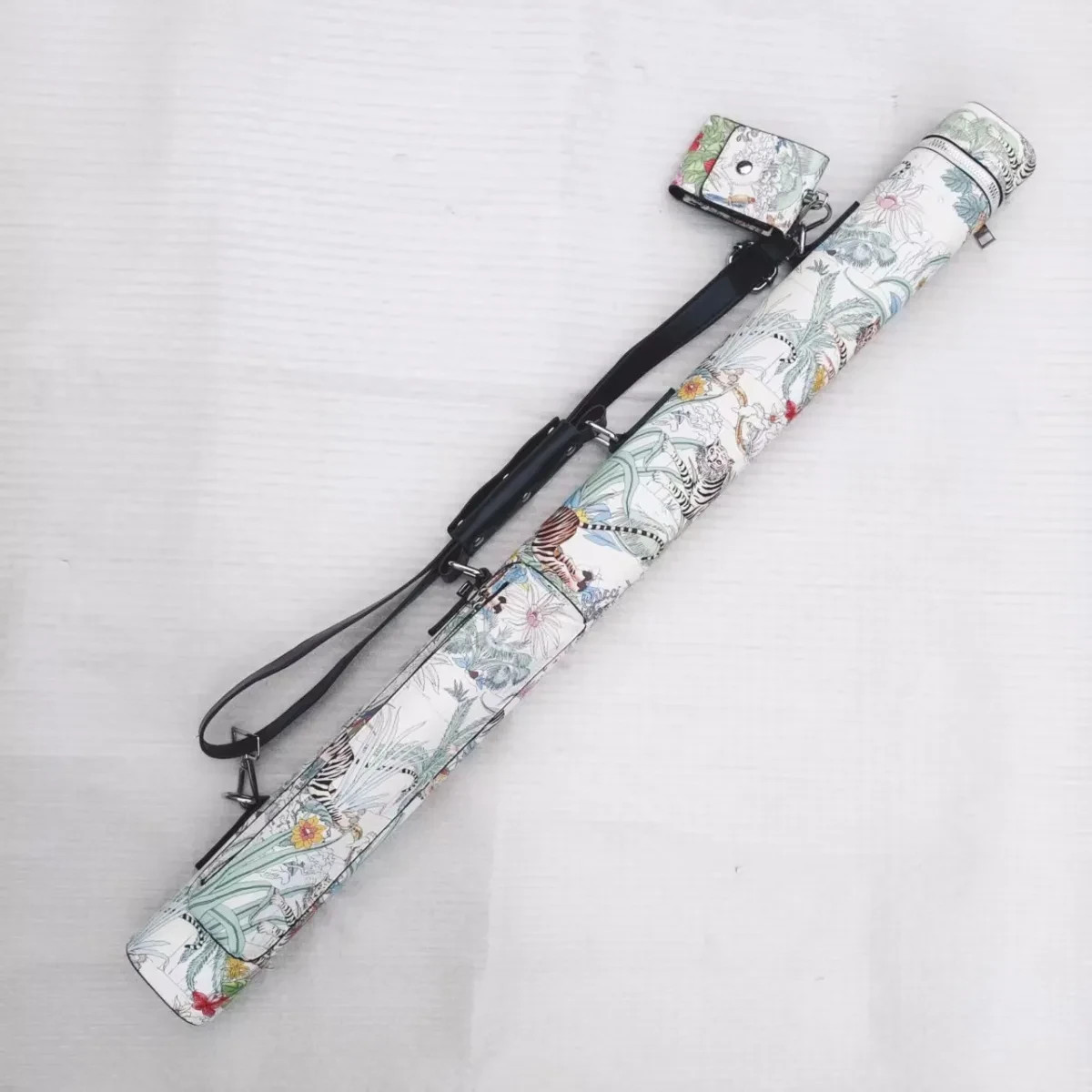 Handmade cross custom cue bag with 2 holes, tiger pattern
