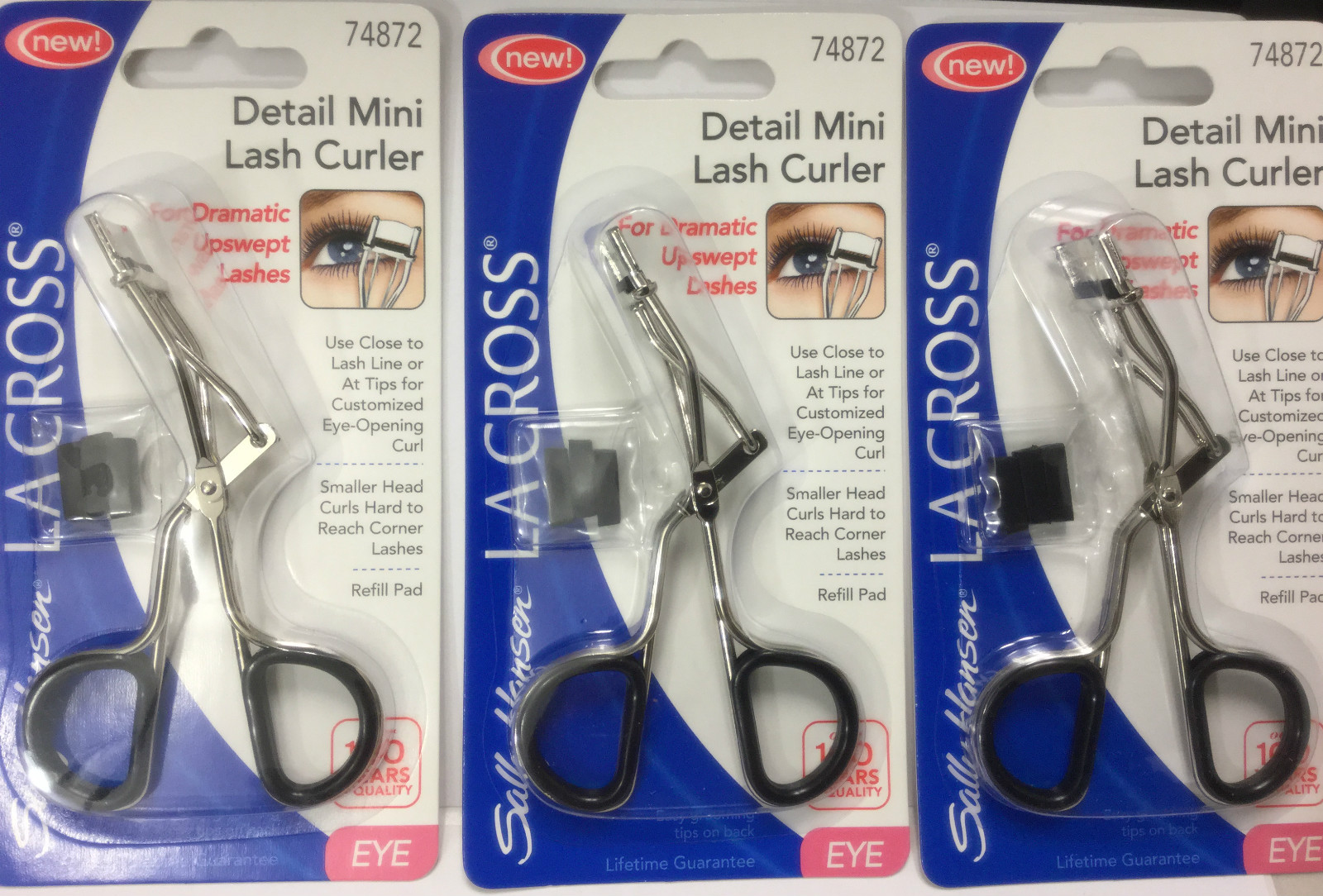 ( LOT OF 3 ) Sally Hansen La Cross Detail Mini Lash Curlers New.