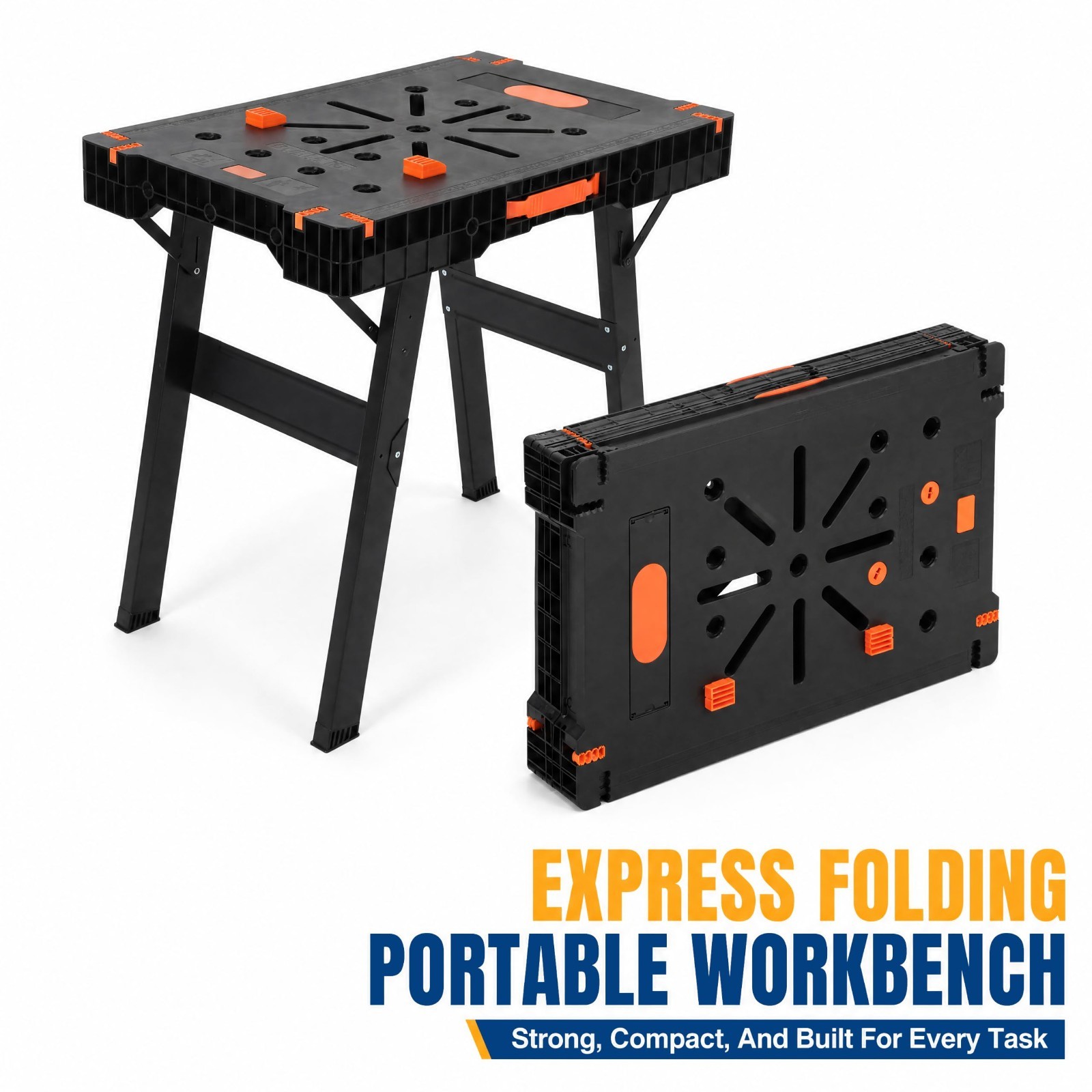 2-in-1 Folding Work Table & Sawhorse, Portable Workbench with 300 Lbs Load Capac