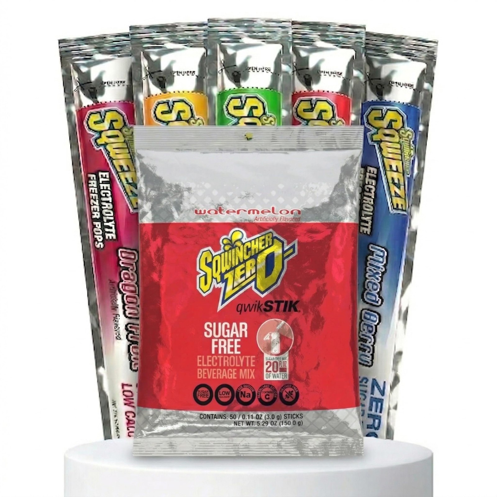 Sqwincher Bundle: (50) Watermelon Zero Qwik Stiks (20oz Yield) & (50) Sqweeze...