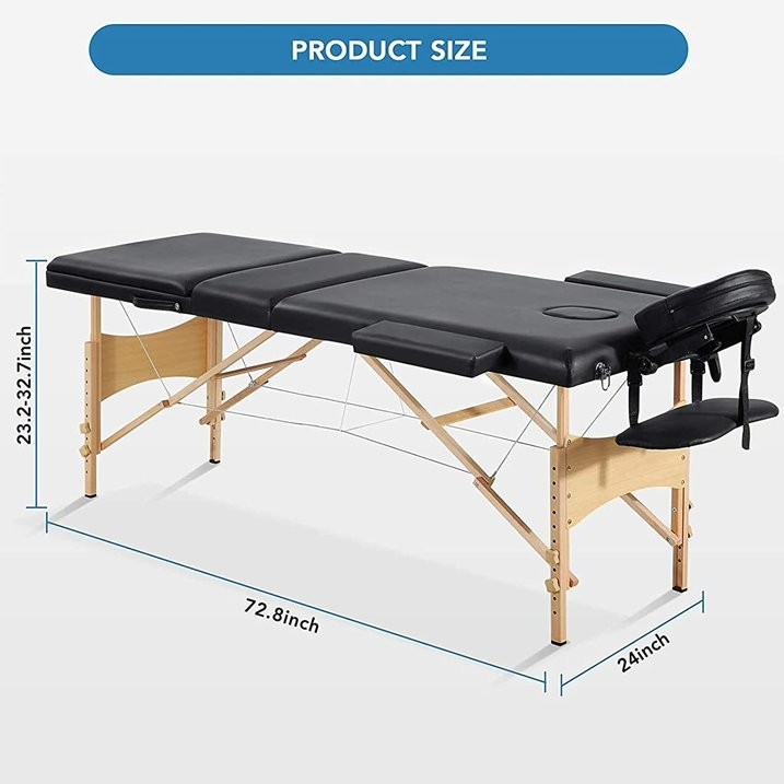 Entil tri-fold massage table adjustable height, 595lbs capacity