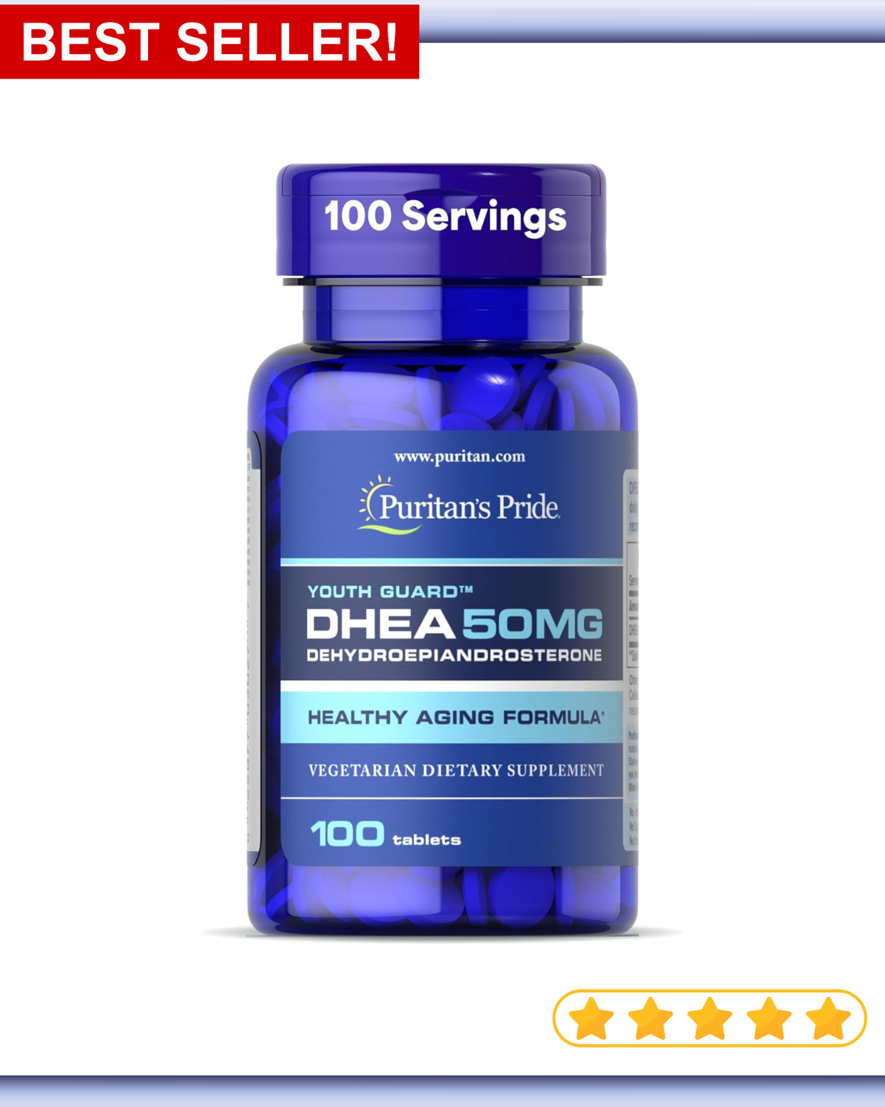 Puritan's Pride DHEA 50Mg Dietary Supplement, Promote Sugar Metabolism 100 Count